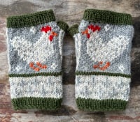 Image 1 of “Matilda” fingerless mittens - Green - Ready to ship