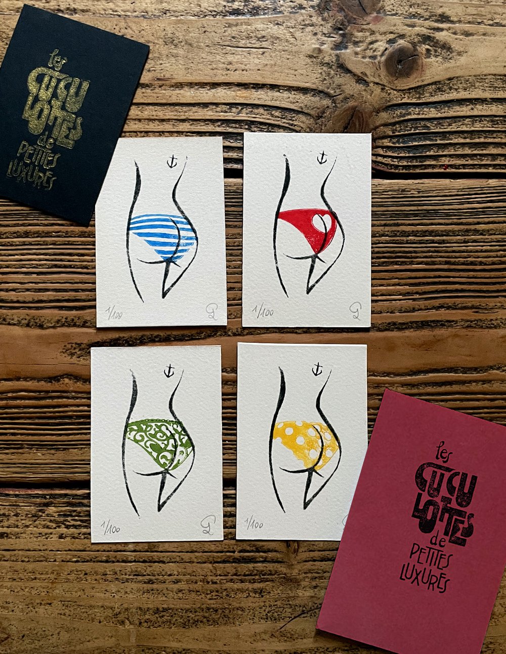 Image of "Les Cuculottes" handmade mini prints set