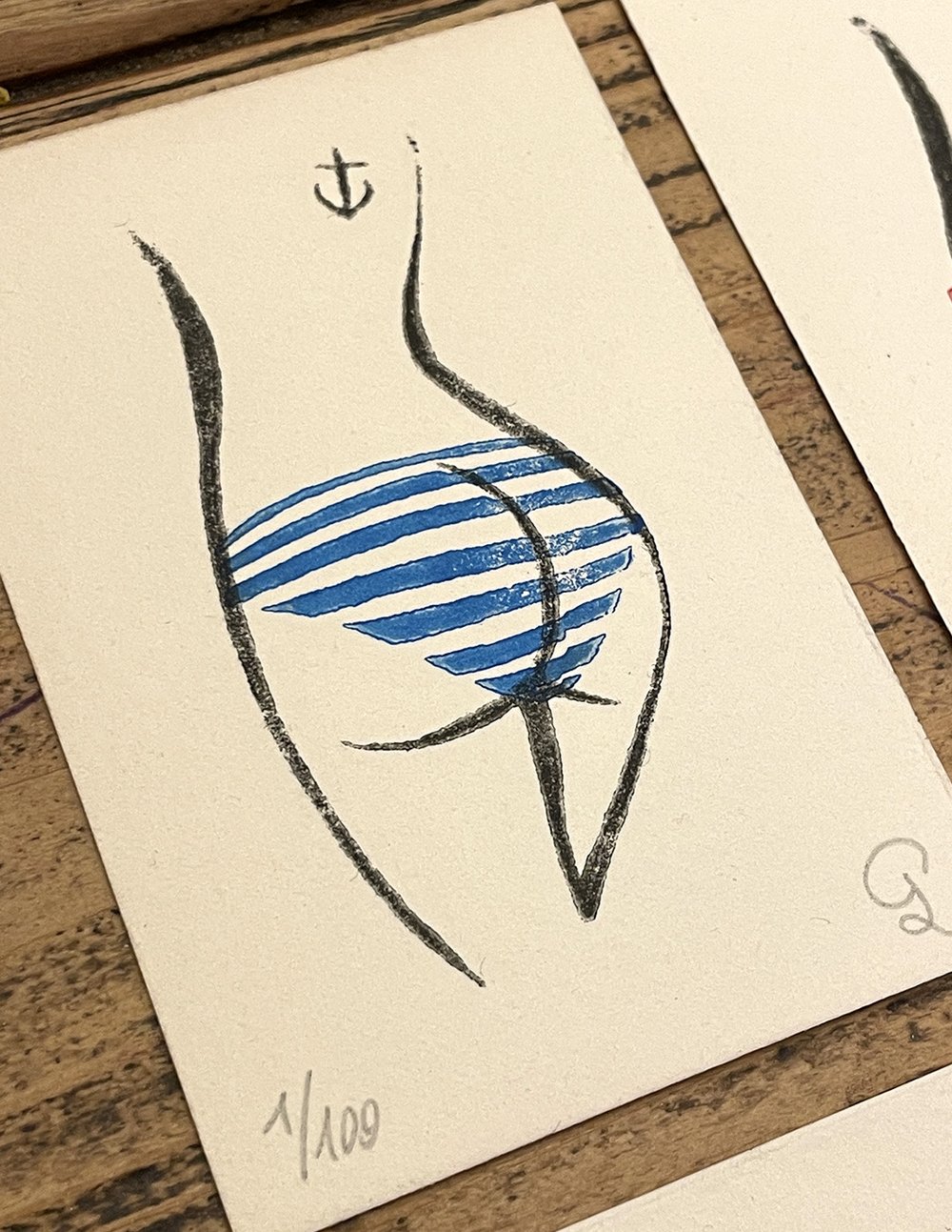 Image of "Les Cuculottes" handmade mini prints set