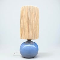 Image 1 of Lampe boule en céramique grès bleu lavande vintage 80 signé Marty Lezoux - Didier Marty