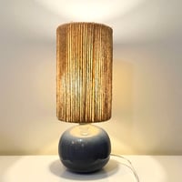 Image 4 of Lampe boule en céramique grès bleu lavande vintage 80 signé Marty Lezoux - Didier Marty