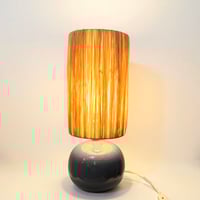 Image 2 of Lampe boule en céramique grès bleu lavande vintage 80 signé Marty Lezoux - Didier Marty