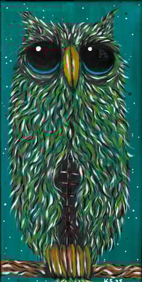 Image 1 of ORIGINAL 14x7 acrylic on stretched canvas ‘Vera Shapiro Had Last Night's Dream In Her Eye'’