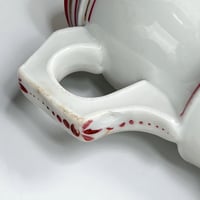 Image 8 of Tasse à café brûlot ancienne en céramique blanche et liserés rouges et dorés - brulot Fin XIXe