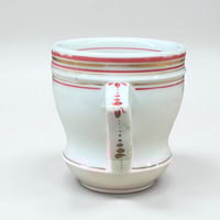 Image 5 of Tasse à café brûlot ancienne en céramique blanche et liserés rouges et dorés - brulot Fin XIXe
