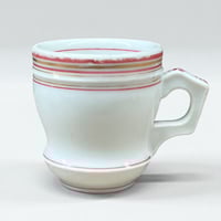 Image 1 of Tasse à café brûlot ancienne en céramique blanche et liserés rouges et dorés - brulot Fin XIXe