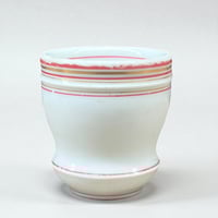 Image 3 of Tasse à café brûlot ancienne en céramique blanche et liserés rouges et dorés - brulot Fin XIXe