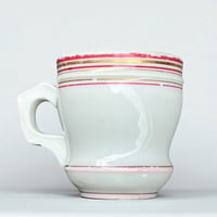 Image 2 of Tasse à café brûlot ancienne en céramique blanche et liserés rouges et dorés - brulot Fin XIXe