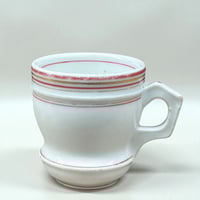 Image 1 of Tasse à café brûlot ancienne en céramique blanche et liserés rouges dorés - Fin XIXe