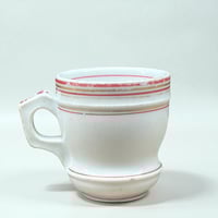 Image 2 of Tasse à café brûlot ancienne en céramique blanche et liserés rouges dorés - Fin XIXe