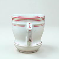 Image 4 of Tasse à café brûlot ancienne en céramique blanche et liserés rouges dorés - Fin XIXe