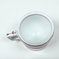 Image 7 of Tasse à café brûlot ancienne en céramique blanche et liserés rouges dorés - Fin XIXe