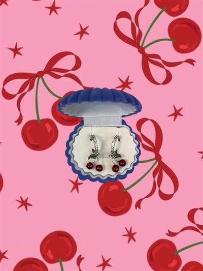 Image of Cherry Hoop Earrings 🍒