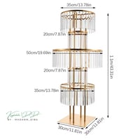 Image 2 of Kaylabelledidi 43.3in 2 Pcs 5-Tier Wedding Gold Vases Centerpieces with Hanging Crystals
