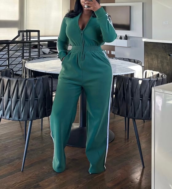 Image of Fleeced Hooded Jumpsuit 