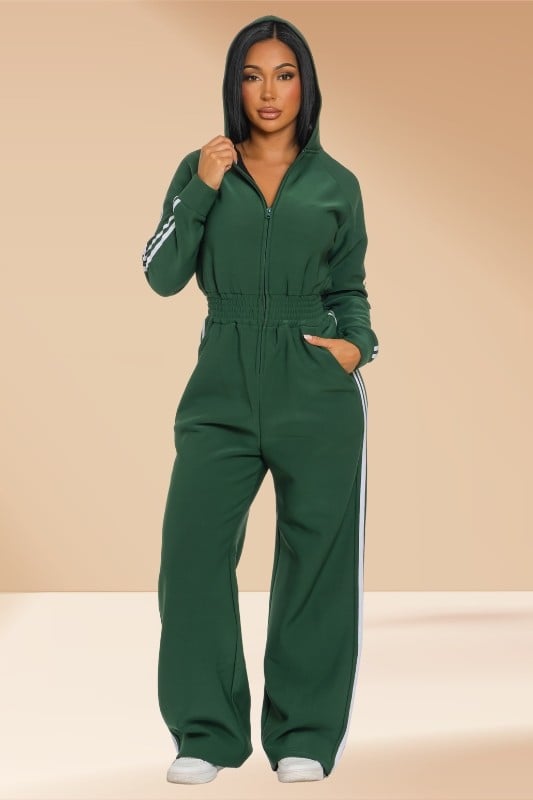 Image of Fleeced Hooded Jumpsuit 