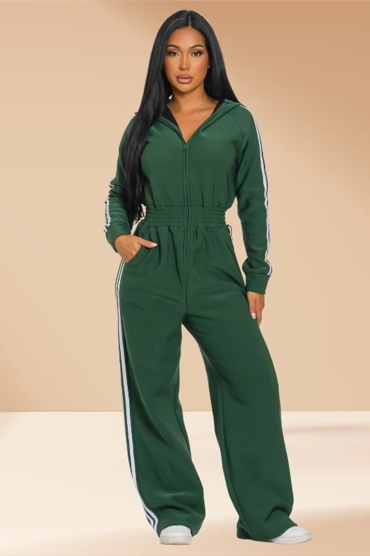 Image of Fleeced Hooded Jumpsuit 