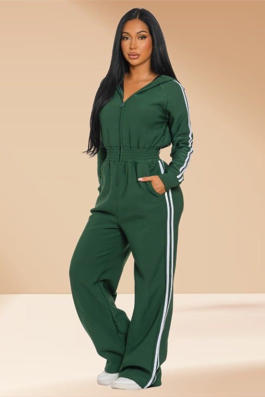 Image of Fleeced Hooded Jumpsuit 