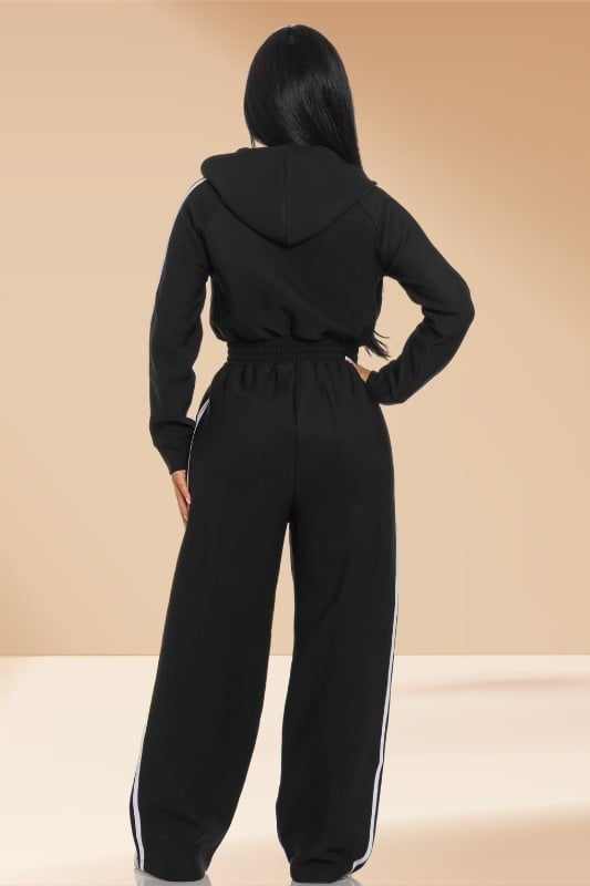 Image of Fleeced Hooded Jumpsuit (black)