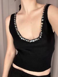 Image 1 of Merino Top with Hand-Sewn Buttons black 