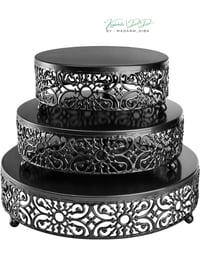 Image 1 of 3-Piece Cake Stand Set, Round Metal Cake Stands