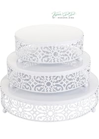 Image 3 of 3-Piece Cake Stand Set, Round Metal Cake Stands