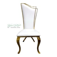 Image 2 of Dining Chairs Set of 2, High Back Black Gold Chairs with Mirrored Stainless Steel Legs