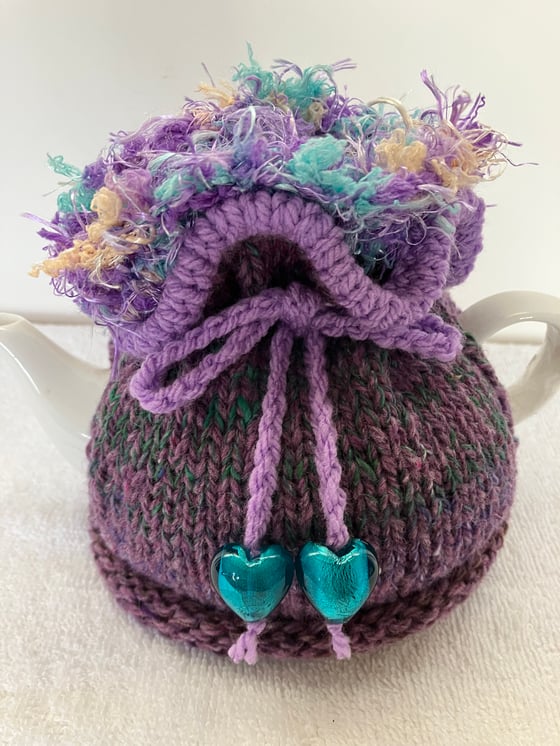 Image of small PURPLEnGREEN Go On! tea cosie