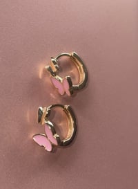 Image 2 of “Precious” Butterfly Hoop Earrings 