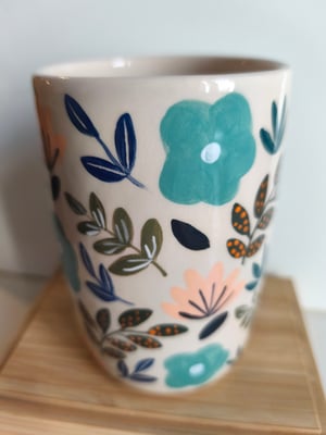 Image of  Grande tasse anse fleur bleu 