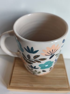 Image of  Grande tasse anse fleur bleu 