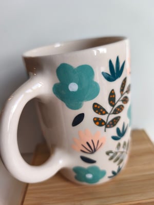 Image of  Grande tasse anse fleur bleu 