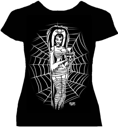 Image of Preorder COBWEB GHOUL- Womans babydoll shirt- ships NOV 22