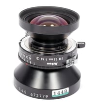 Image 8 of Nikon Nikkor SW MC 75mm F4.5 Lens in black dot Copal #0 Shutter #1449