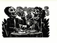 Image 2 of El Cafecito-Coffee time Linocut Print