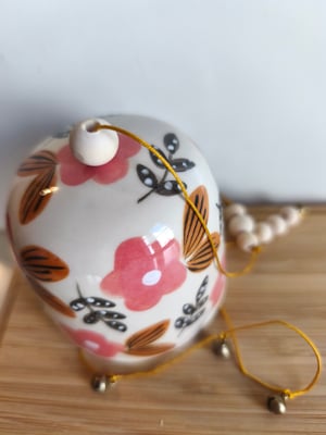 Image of Cloche à suspendre fleur rose