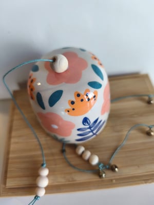 Image of  Cloche à suspendre fleur rose 