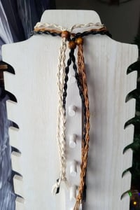 Image 2 of Macrame crystal pouch necklace, Tumbled stone necklace