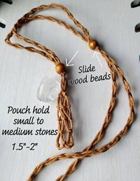 Image 3 of Macrame crystal pouch necklace, Tumbled stone necklace