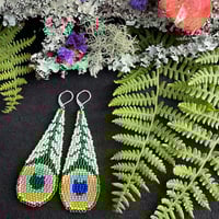Peacock Feather Teardrop Earrings