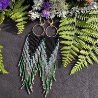 Moss Hoop Fringe Earrings