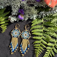 Evil Eye Flower Fringe Earrings