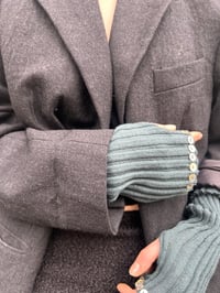 Image 2 of Merino Wool Hand Warmers with Mother-of-Pearl Buttons sage 