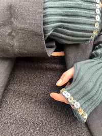 Image 7 of Merino Wool Hand Warmers with Mother-of-Pearl Buttons sage 