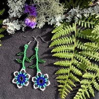 Teal Flower Earrings