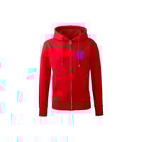 MSW blue logo red zipped hoodie