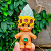 MADE TO ORDER: Green Calcite Crystal Troll Shorty with Sunflower Crown 4"