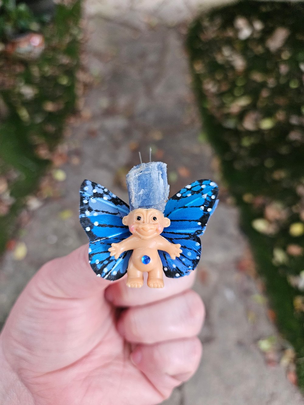 MADE TO ORDER: Blue Kyanite Butterfly Mini Crystal Troll 1.5"
