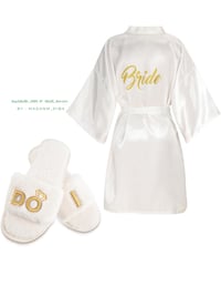 Image 1 of Kaylabelledidi 2 Pcs Bride Robe and Slippers for Wedding