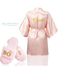 Image 3 of Kaylabelledidi 2 Pcs Bride Robe and Slippers for Wedding